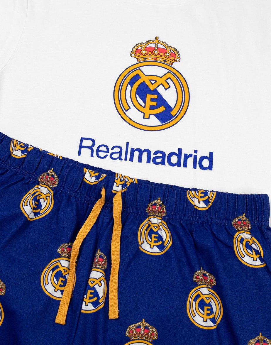 Vanilla Underground Real Madrid Logo White Short Sleeve Long Leg Pyjama Set