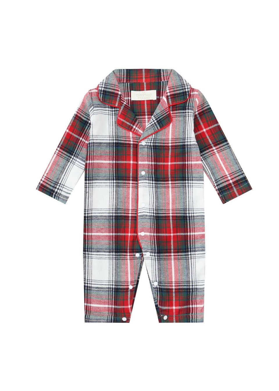 My Christmas Pyjamas White Tidings & Tartan Baby's One-Piece Matching Pyjamas (Newborn-18m)