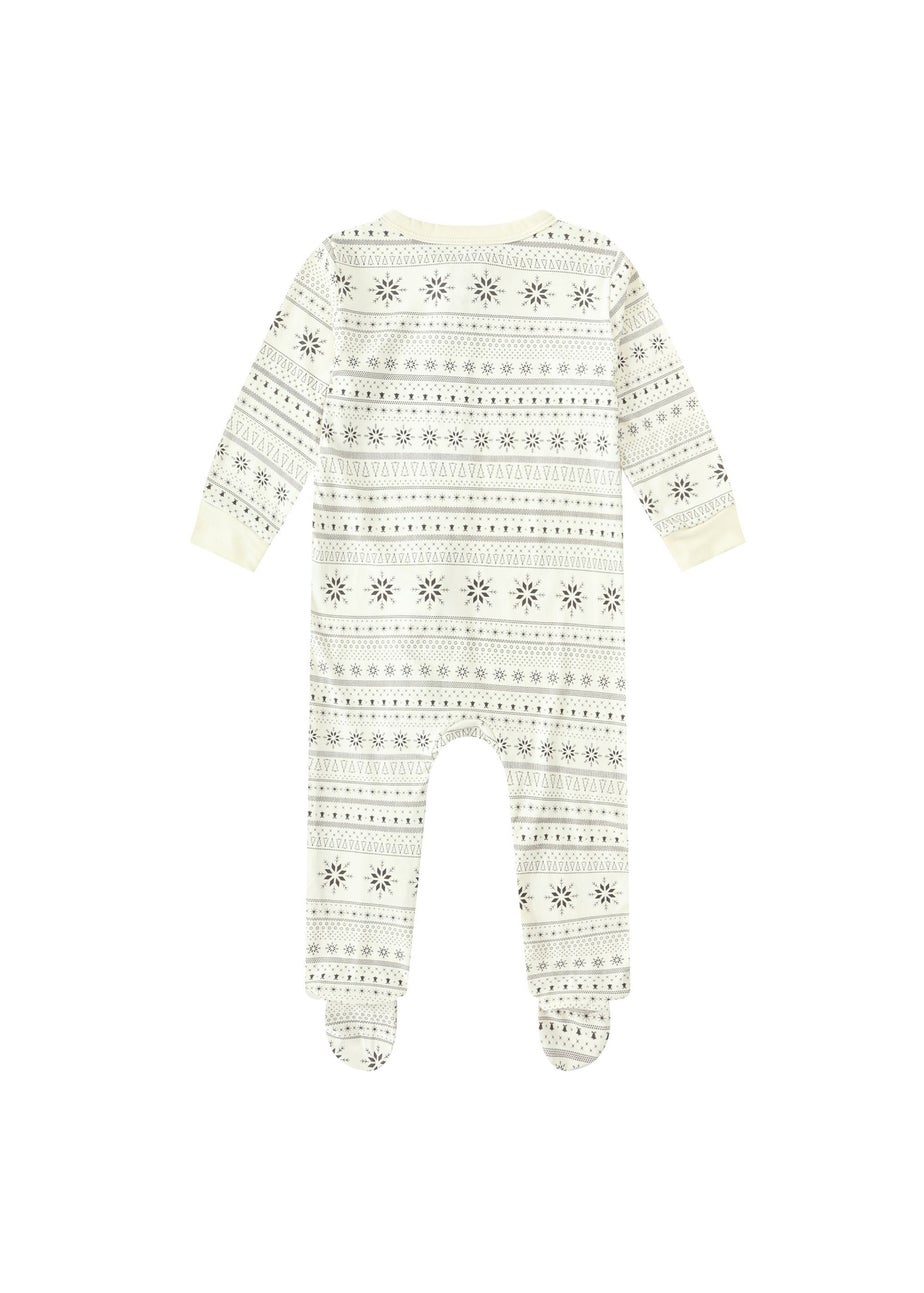My Christmas Pyjamas Cream Snow White Baby's One-Piece Matching Pyjama Sleepsuit (Newborn-18m)