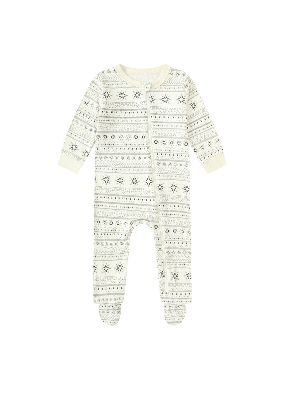 My Christmas Pyjamas Cream Snow White Baby's One-Piece Matching Pyjama Sleepsuit (Newborn-18m)