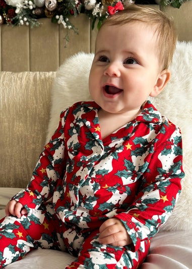 My Christmas Pyjamas Red Mistletoe & Wine Baby's One-Piece Matching Pyjamas (Newborn-18m)