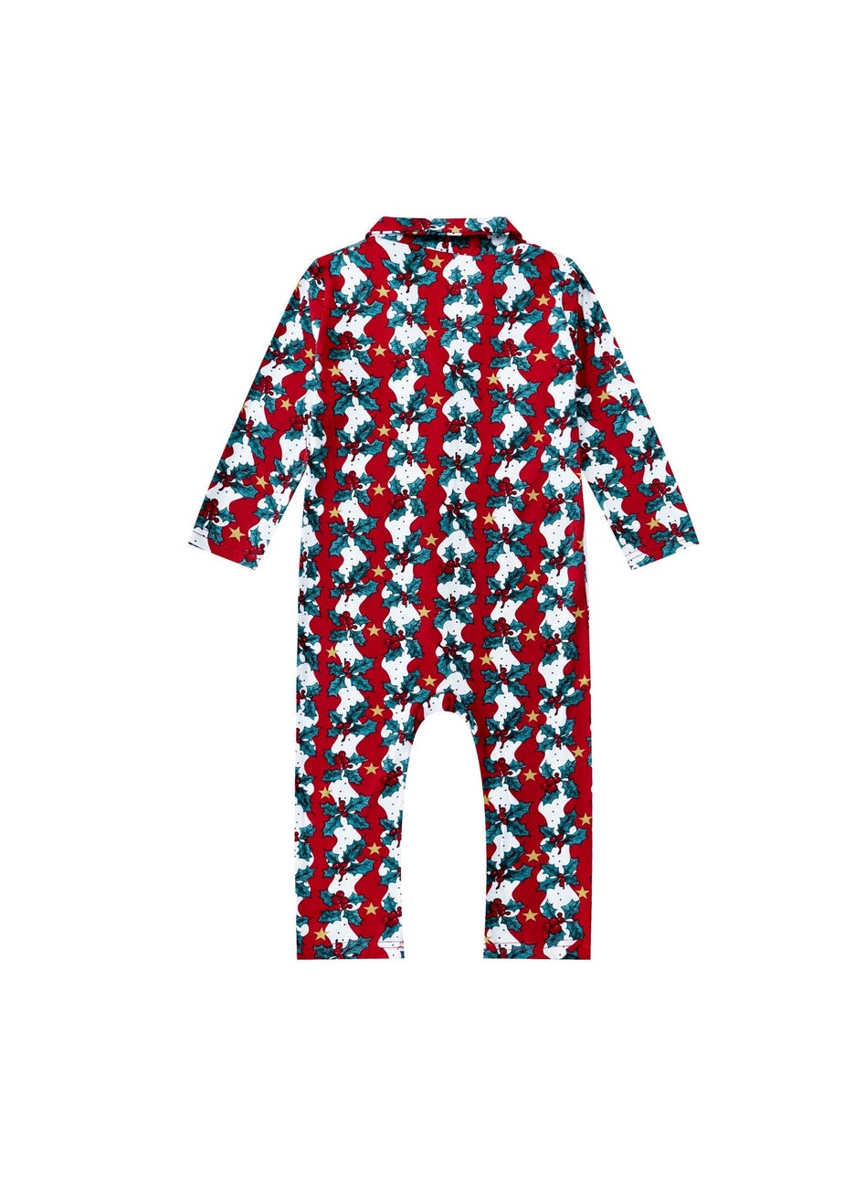 My Christmas Pyjamas Red Mistletoe & Wine Baby's One-Piece Matching Pyjamas (Newborn-18m)