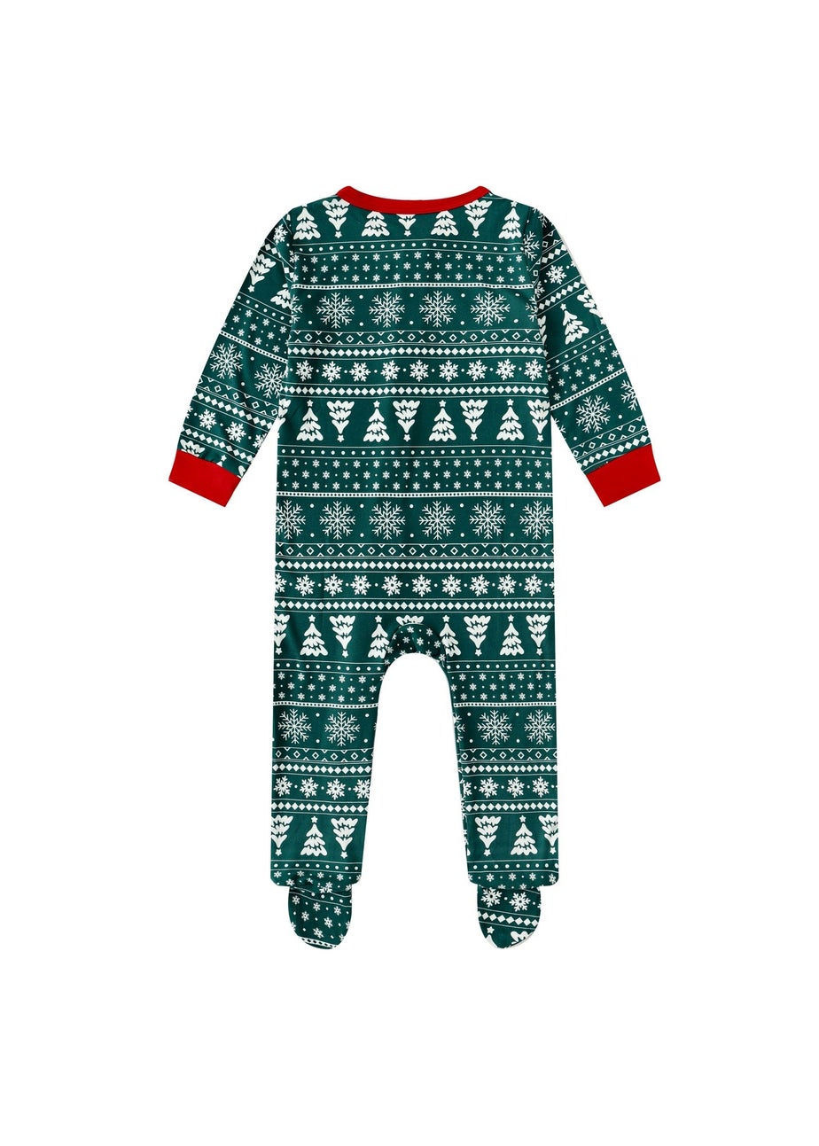 My Christmas Pyjamas Green Yuletide Baby's One-Piece Matching Pyjama Sleepsuit (0m-18m)