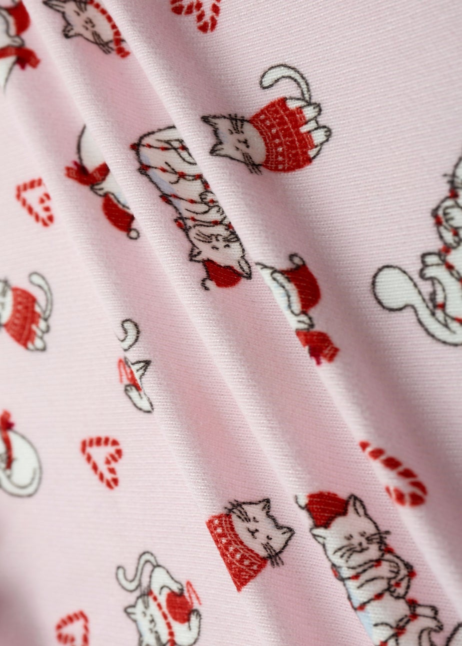 My Christmas Pyjamas Pink Feline Festive Baby's One-Piece Matching Pyjama Sleepsuit (Newborn-12m)