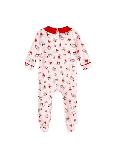 My Christmas Pyjamas Pink Feline Festive Baby's One-Piece Matching Pyjama Sleepsuit (Newborn-12m)