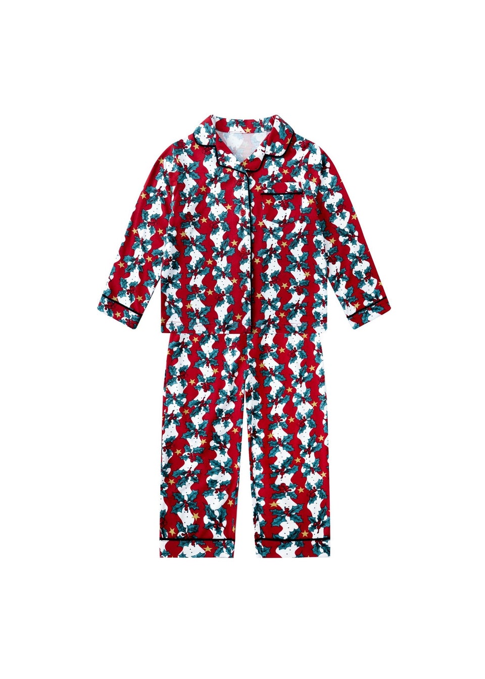 My Christmas Pyjamas Red Mistletoe & Wine Children's Two-Piece Long Matching Pyjama Set (18m-14yrs)