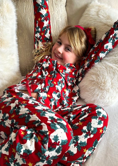 My Christmas Pyjamas Red Mistletoe & Wine Children's Two-Piece Long Matching Pyjama Set (18m-14yrs)
