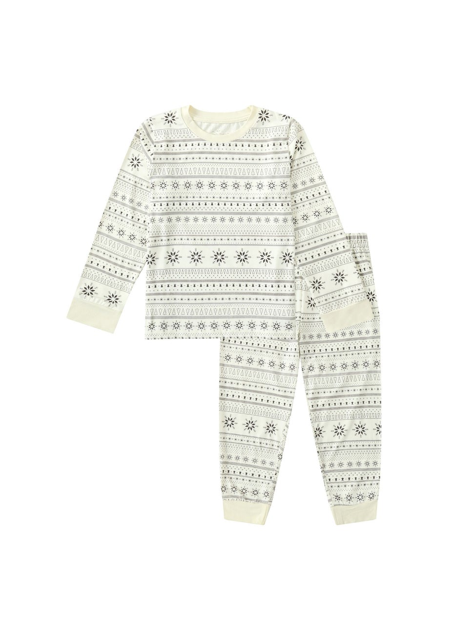 My Christmas Pyjamas Cream Snow White Children's Two-Piece Long Matching Pyjama Set (18m-14yrs)