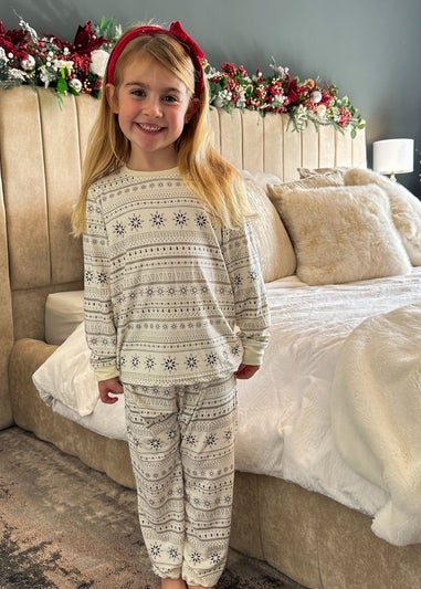 My Christmas Pyjamas Cream Snow White Children's Two-Piece Long Matching Pyjama Set (18m-14yrs)