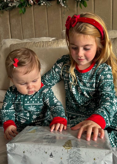 My Christmas Pyjamas Green Yuletide Children's Two-Piece Long Matching Pyjama Set (18m-14yrs)