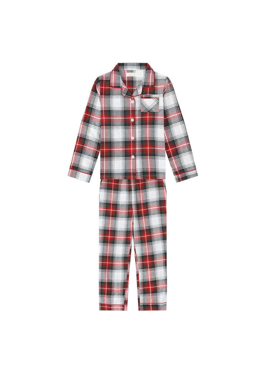 My Christmas Pyjamas White Tidings & Tartan Children's Two-Piece Long Matching Pyjama Set (18m-14yrs)