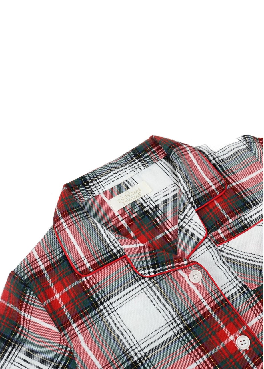 My Christmas Pyjamas White Tidings & Tartan Children's Two-Piece Long Matching Pyjama Set (18m-14yrs)