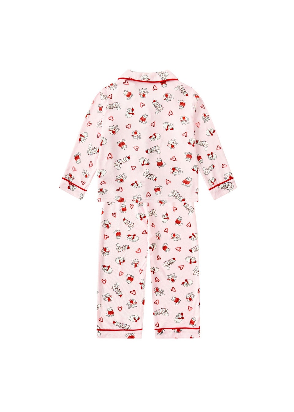 My Christmas Pyjamas Pink Feline Festive Children's Two-Piece Long Matching Pyjama Set (18m-14yrs)