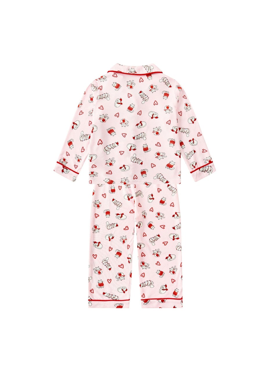My Christmas Pyjamas Pink Feline Festive Children's Two-Piece Long Matching Pyjama Set (18m-14yrs)