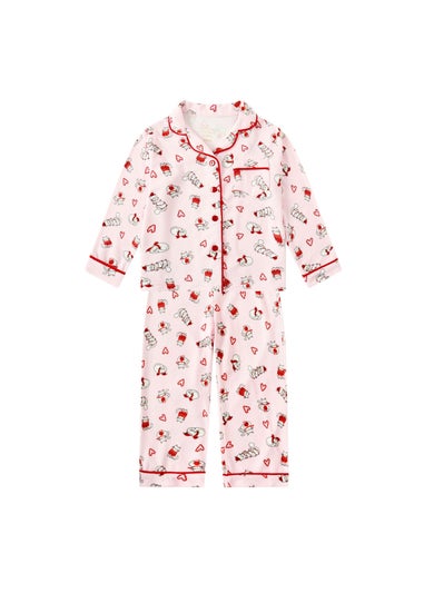 My Christmas Pyjamas Pink Feline Festive Children's Two-Piece Long Matching Pyjama Set (18m-14yrs)