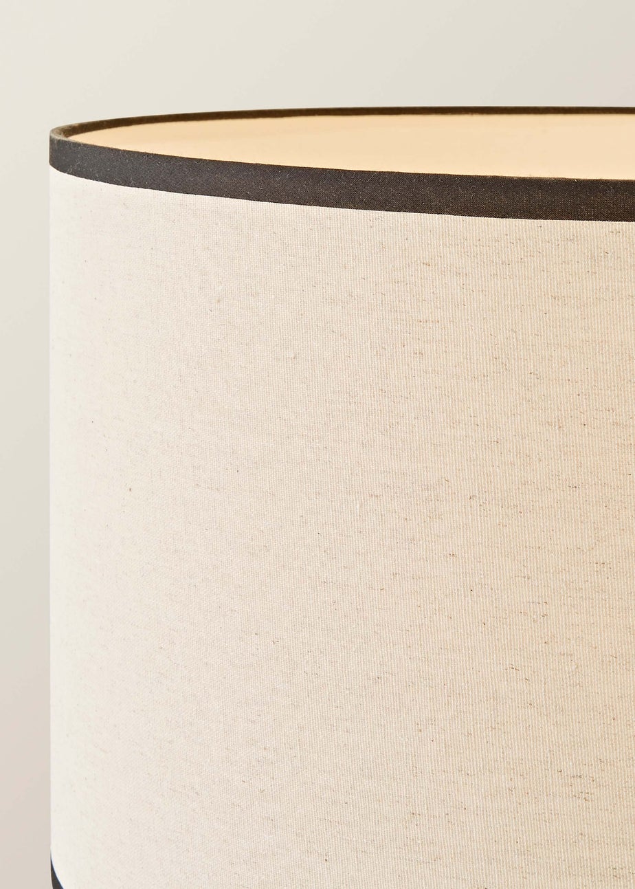 ValueLights Hiru Natural 3 Tier Shelf Floor Lamp with Black Trim Linen Shade