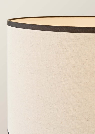 ValueLights Hiru Natural 3 Tier Shelf Floor Lamp with Black Trim Linen Shade