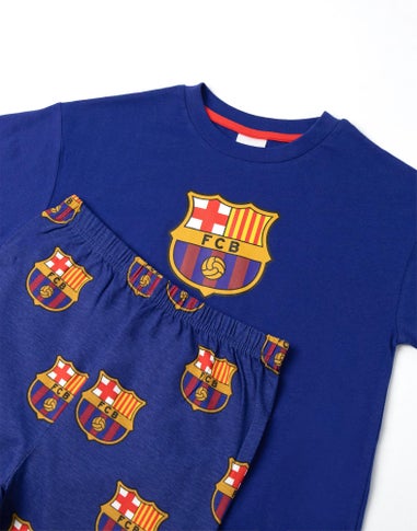 Vanilla Underground FC Barcelona Logo Black Short Sleeve Long Leg Pyjama Set (18mnths - 14 yrs)