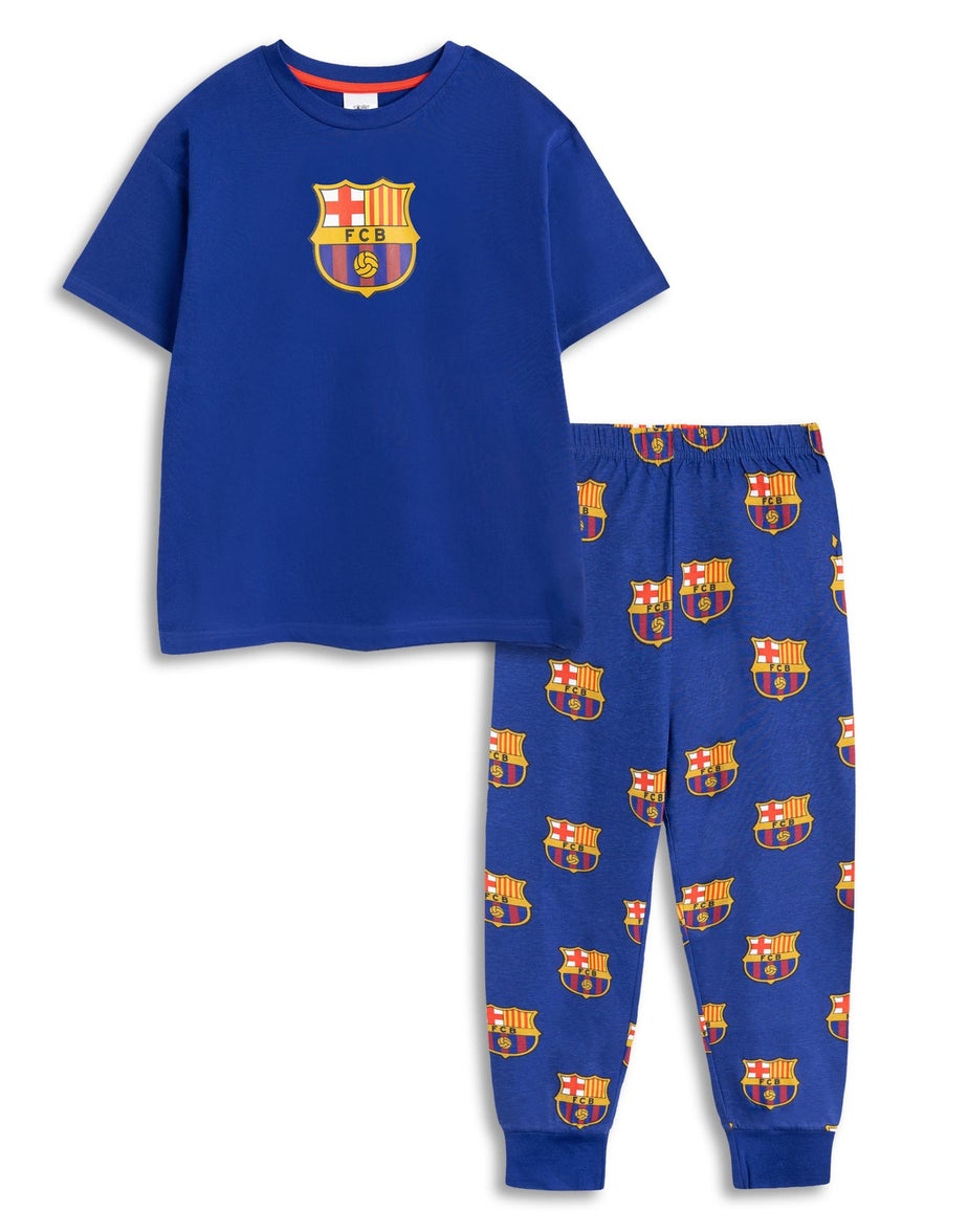 Vanilla Underground FC Barcelona Logo Black Short Sleeve Long Leg Pyjama Set (18mnths - 14 yrs)