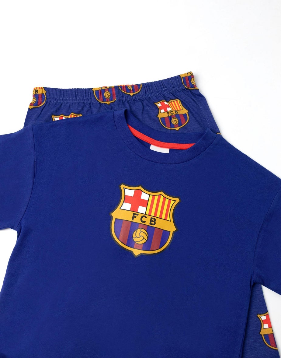 Vanilla Underground FC Barcelona Logo Black Short Sleeve Long Leg Pyjama Set (18mnths - 14 yrs)