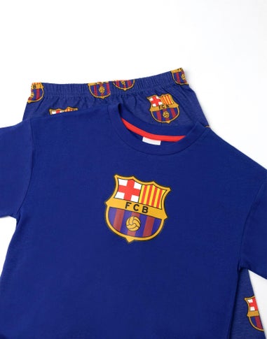Vanilla Underground FC Barcelona Logo Black Short Sleeve Long Leg Pyjama Set (18mnths - 14 yrs)