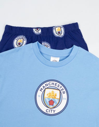 Vanilla Underground Manchester City Logo Kids Short Sleeve Long Leg Pyjama Set (18mnths - 14 yrs)