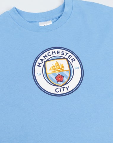 Vanilla Underground Manchester City Logo Kids Short Sleeve Long Leg Pyjama Set (18mnths - 14 yrs)