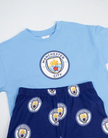 Vanilla Underground Manchester City Logo Kids Short Sleeve Long Leg Pyjama Set (18mnths - 14 yrs)