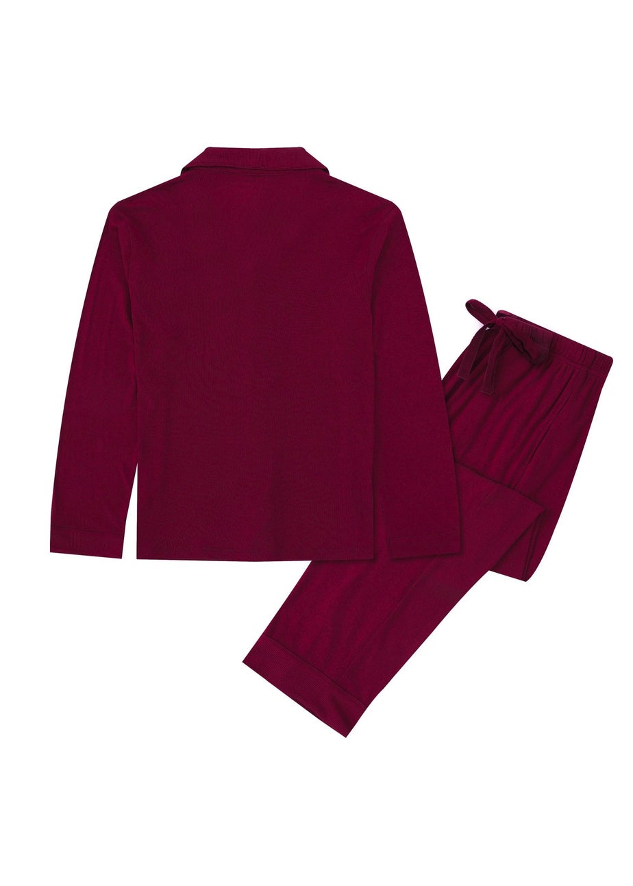 My Christmas Pyjamas Rich Burgundy Midnight Jewel Two-Piece Long Matching Pyjama Set