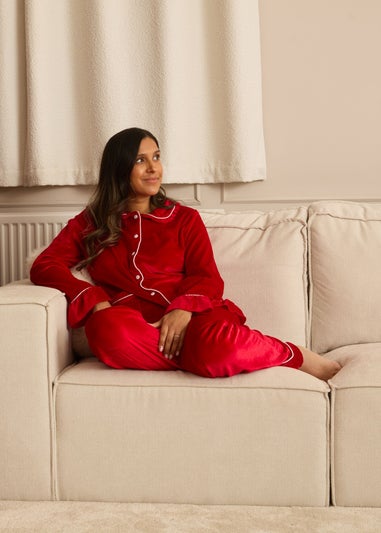 My Christmas Pyjamas Red Velvet Rouge Two-Piece Long Matching Pyjama Set