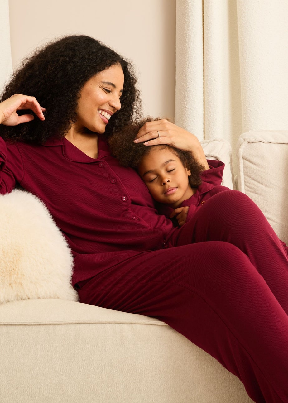 My Christmas Pyjamas Rich Burgundy Midnight Jewel Two-Piece Long Matching Pyjama Set