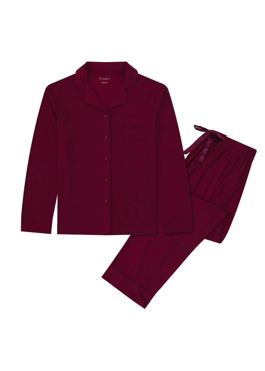My Christmas Pyjamas Rich Burgundy Midnight Jewel Two-Piece Long Matching Pyjama Set