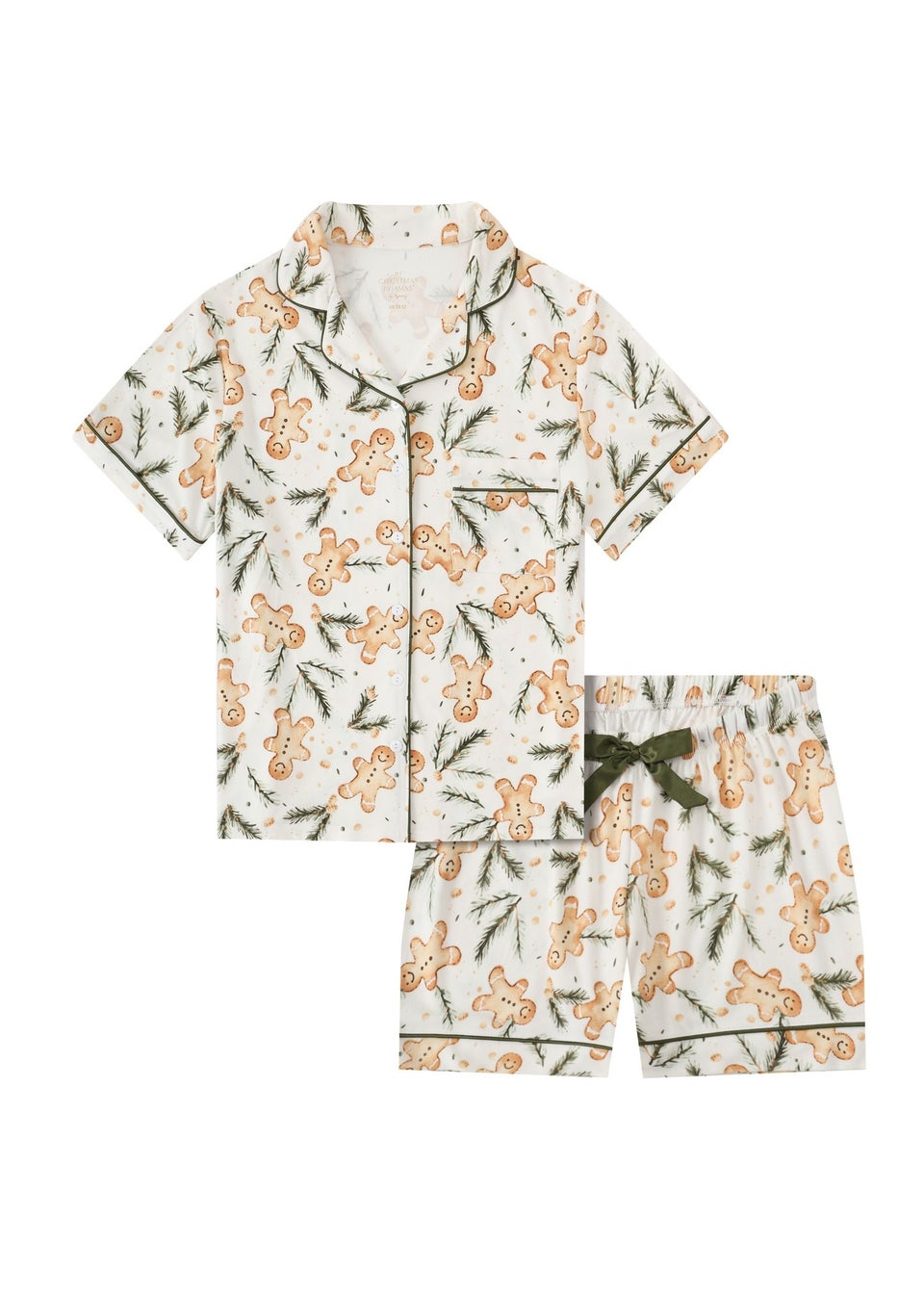 My Christmas Pyjamas White Gumdrop Buttons Two Piece Short Matching Pyjama Set