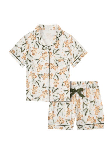 My Christmas Pyjamas White Gumdrop Buttons Two Piece Short Matching Pyjama Set
