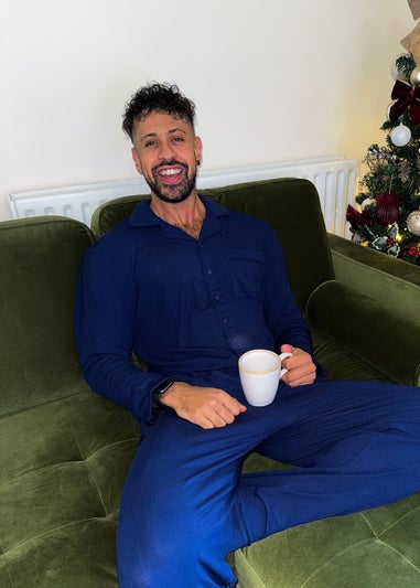 My Christmas Pyjamas Sapphire Blue Midnight Jewel Two Piece Long Matching Pyjama Set