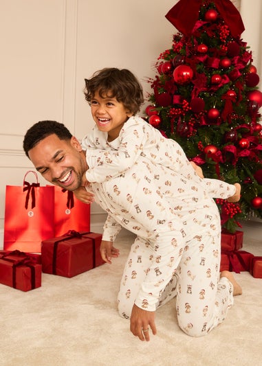 My Christmas Pyjamas Cream Santa Paws Two Piece Long Matching Pyjama Set