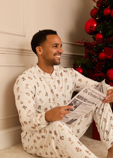 My Christmas Pyjamas Cream Santa Paws Two Piece Long Matching Pyjama Set