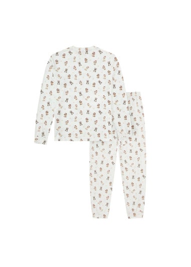 My Christmas Pyjamas Cream Santa Paws Two Piece Long Matching Pyjama Set