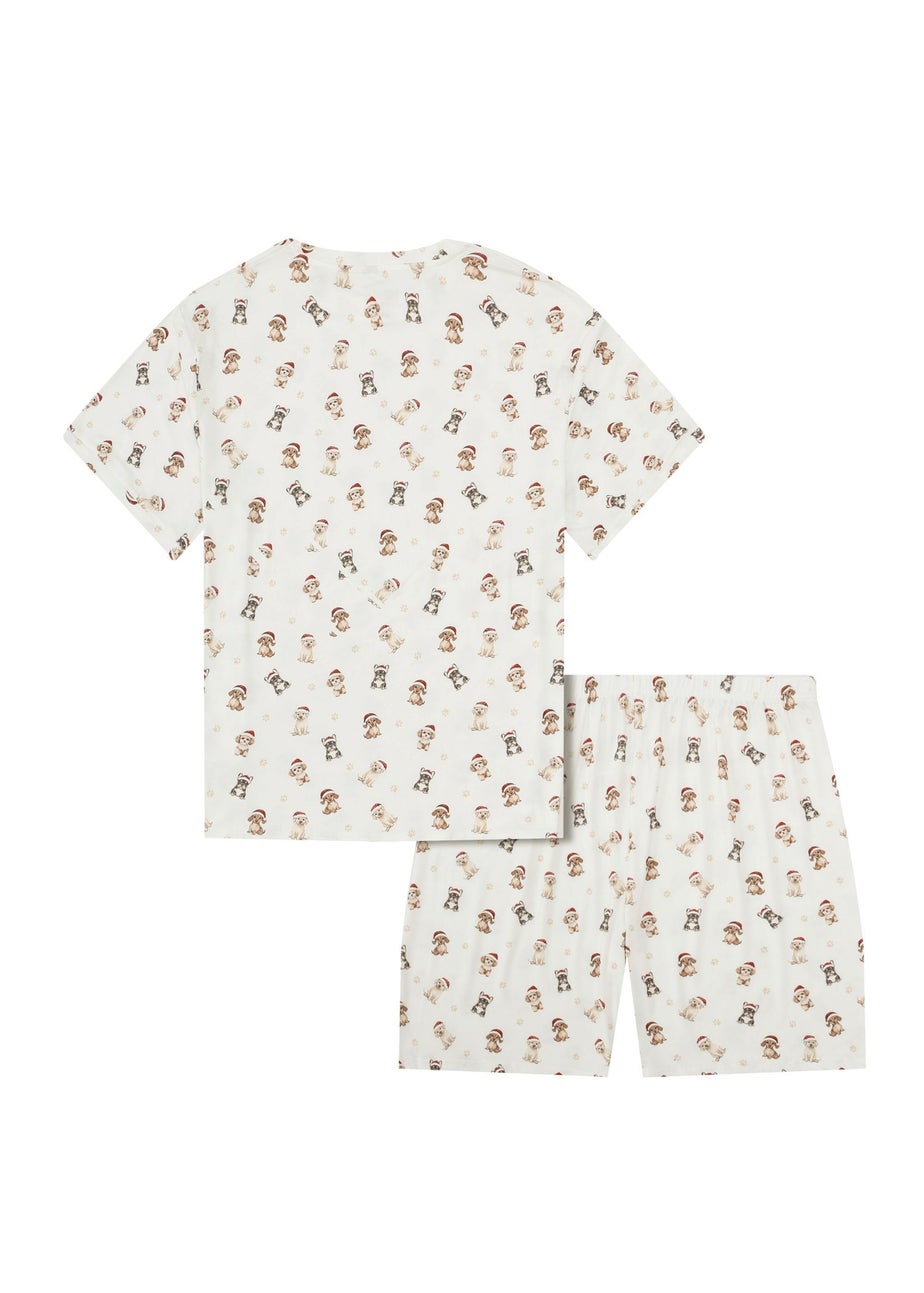 My Christmas Pyjamas Cream Santa Paws Two Piece Short Matching Pyjama Set