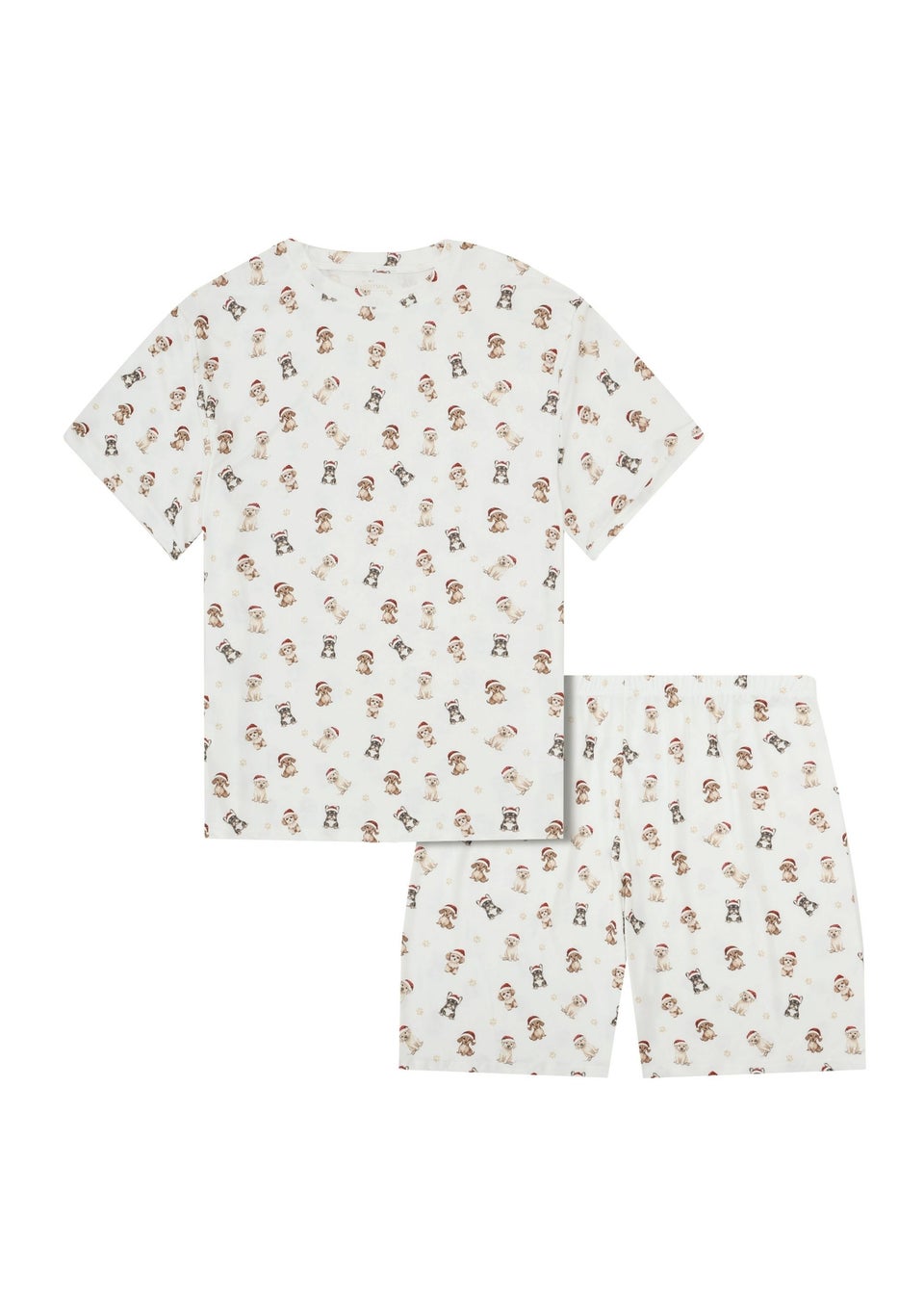 My Christmas Pyjamas Cream Santa Paws Two Piece Short Matching Pyjama Set