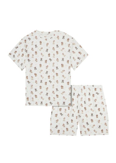 My Christmas Pyjamas Cream Santa Paws Two Piece Short Matching Pyjama Set