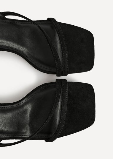 Linzi Nicole Black Faux Suede Strappy Heels