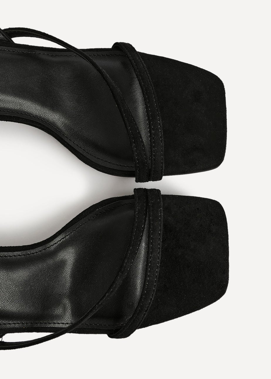 Linzi Nicole Black Faux Suede Strappy Heels