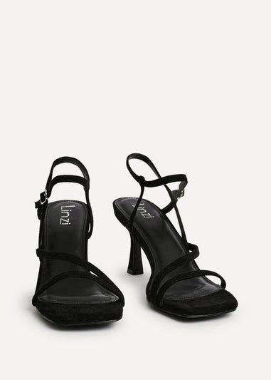Linzi Nicole Black Faux Suede Strappy Heels
