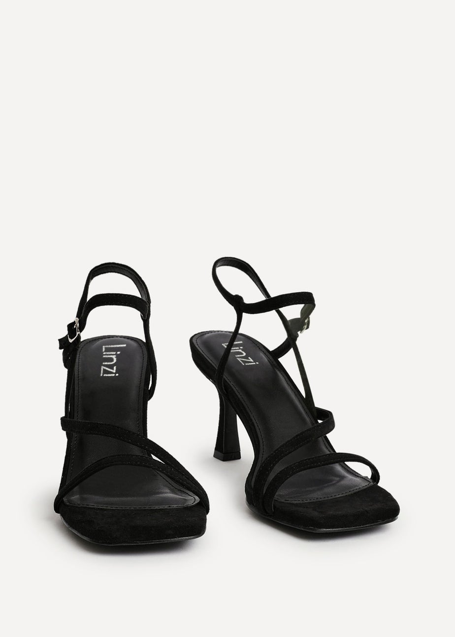 Linzi Nicole Black Faux Suede Strappy Heels