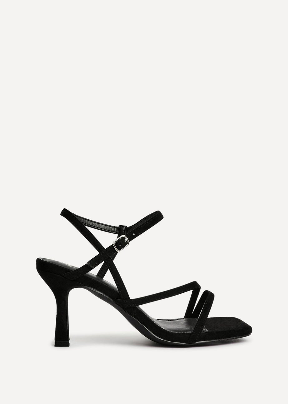 Linzi Nicole Black Faux Suede Strappy Heels