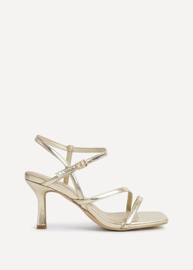 Linzi Nicole Gold Faux Leather Strappy Heels