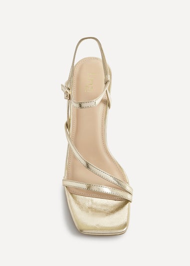 Linzi Nicole Gold Faux Leather Strappy Heels