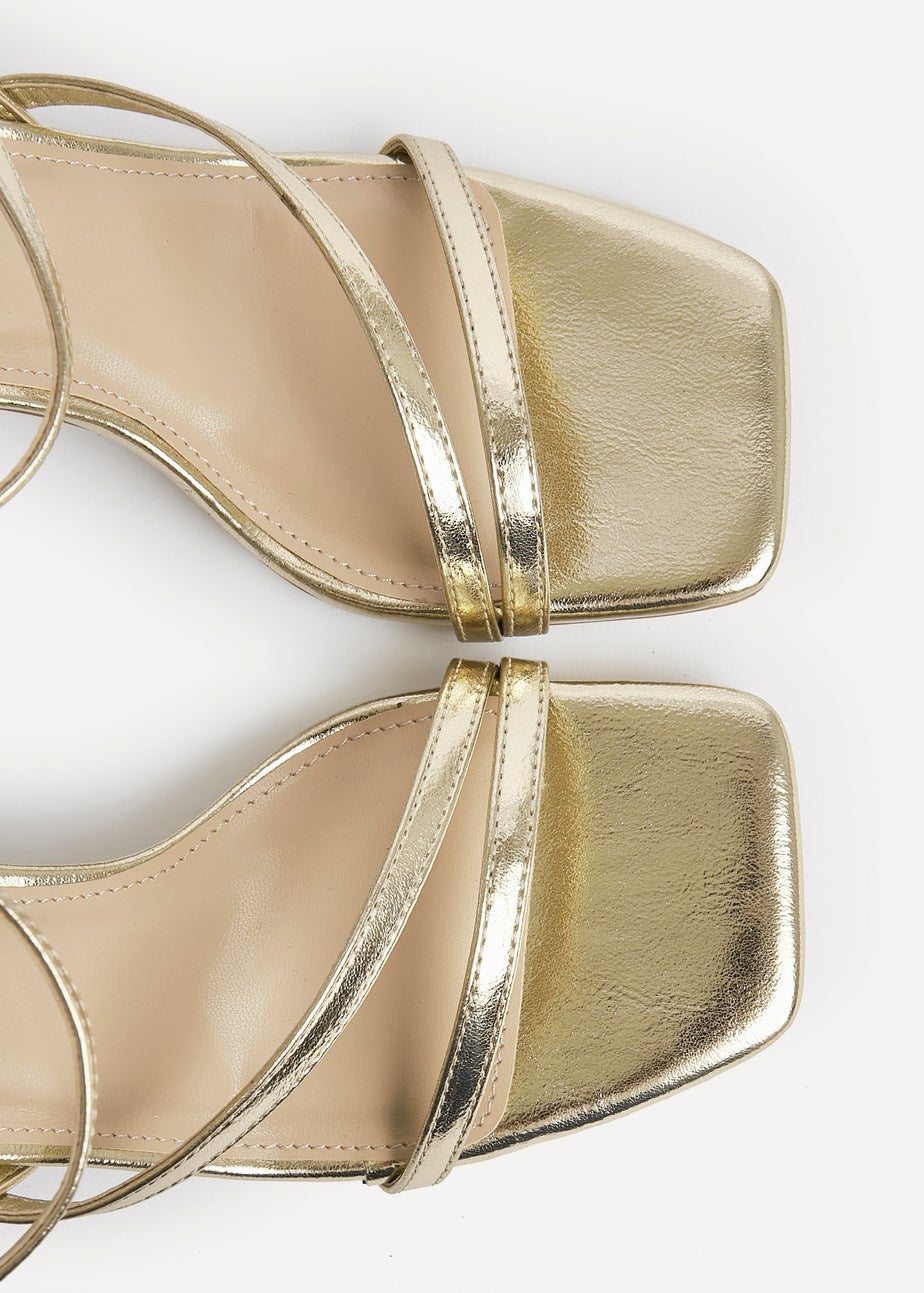Linzi Nicole Gold Faux Leather Strappy Heels