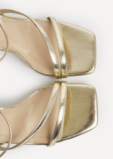 Linzi Nicole Gold Faux Leather Strappy Heels